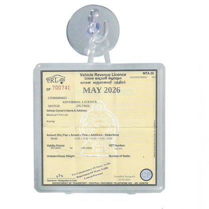 Vehicle Revenue License Holder with Suction Pad