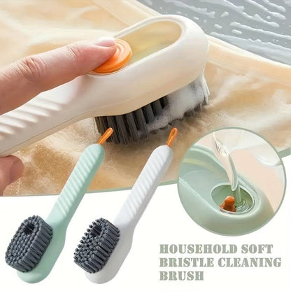 Multi-Functional Liquid Dispenser Shoe Brush with Soft Bristles, Plastic Handle, No Electricity Need