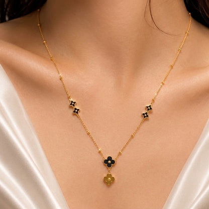 Aura Premium Non-Tarnish Golden Clover Necklace