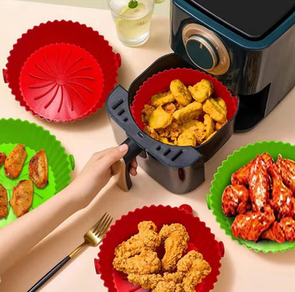Air Fryer Silicone Baking Tray – Reusable Round Liner, Grill Pan & Pizza Basket for Oven & Air Fryer