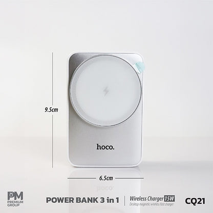 Hoco CQ21 15W QI Wireless Charger 3 IN 1Folding Magnetic Wireless Fast Charger