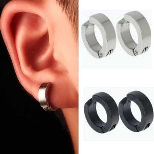 Circle Hoop Non-Piercing Clip-on Earrings Men Stainless Steel Round Earring Ear Cuff Wrap Jewelry