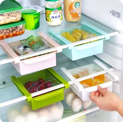 Space-Saving Refrigerator Organizer Shelf, Adjustable Hanging Drawer Storage Box for Kitchen