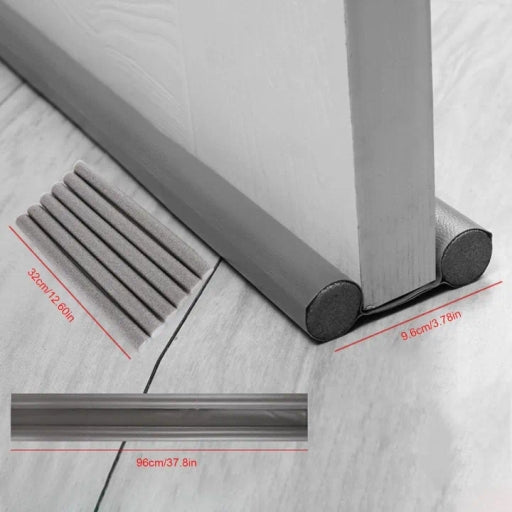 Door Sealing Blocker Flexible Adjustable Double Sided Bottom Grey