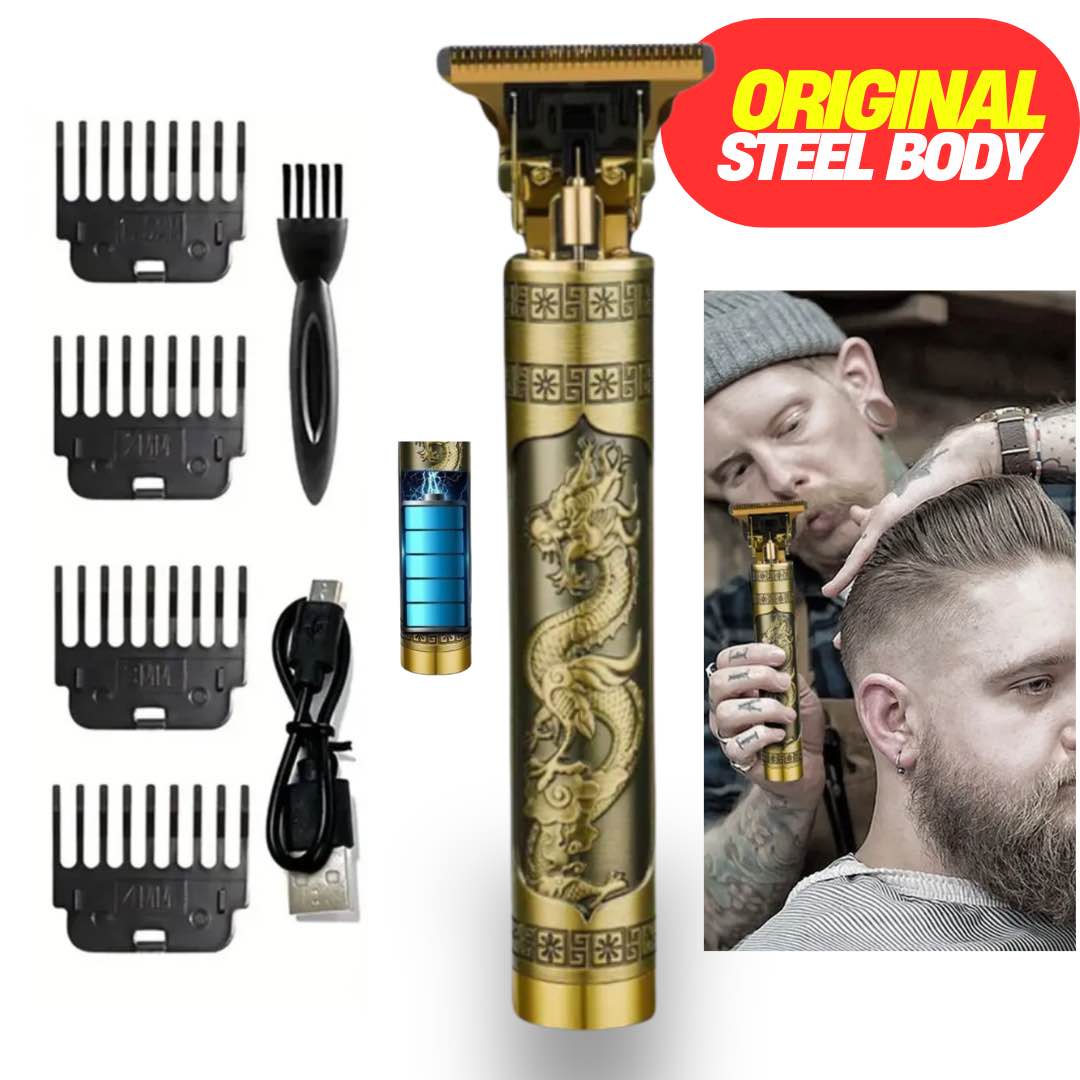 Premium Vintage T9 Steel Body Hair Clipper, Stylish Design Professional Trimmer for Men & Women