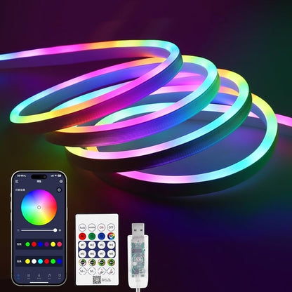 Neon RGB Led Strip Light with Adapter and Remote - 5M