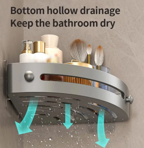 Wall-Mounted ABS Triangle Bathroom Storage Shelf: Waterproof & Punch-Free Corner Rack