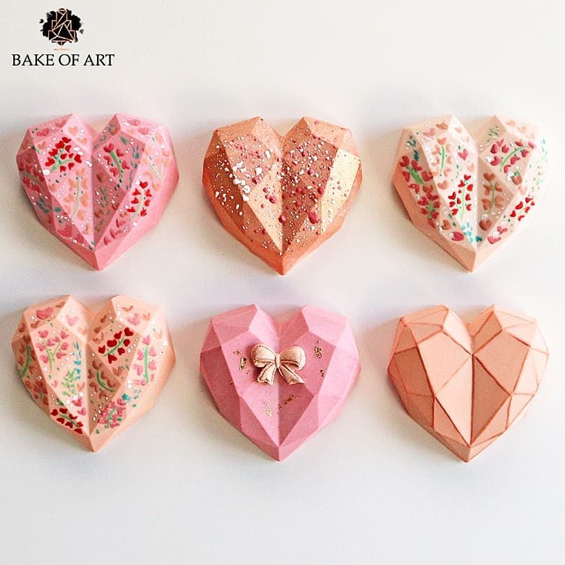 Easy Life 8 Diamond Heart Silicone Mold Re-usable Silicon Diamond Heart Mold Cake Mousse Chocolate Dessert Baking Tool small cake mold cake decoration tools kitchen tools accessories