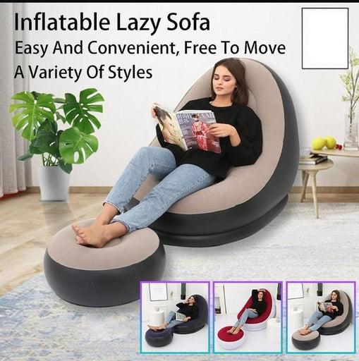 Folding Portable Inflatable Sofa Chair Flocking Lounge Chair with Electric Air Pump