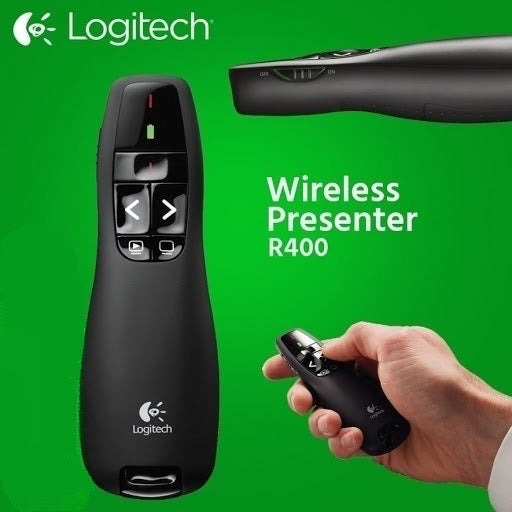 Logitech R400 Wireless Presenter with Red Laser Pointer â€“ Perfect for PowerPoint