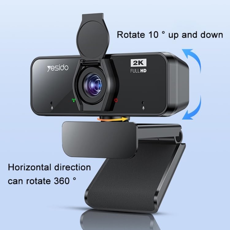 Yesido KM14 360 Ratation 2K 2 Million Pixels HD Camera Built-in Microphone Autofocus 1.5M Line USB Camera
