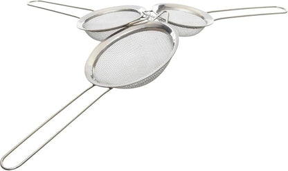 Stainless Steel Beverage Strainers Set of 3 Different Sizes Silver