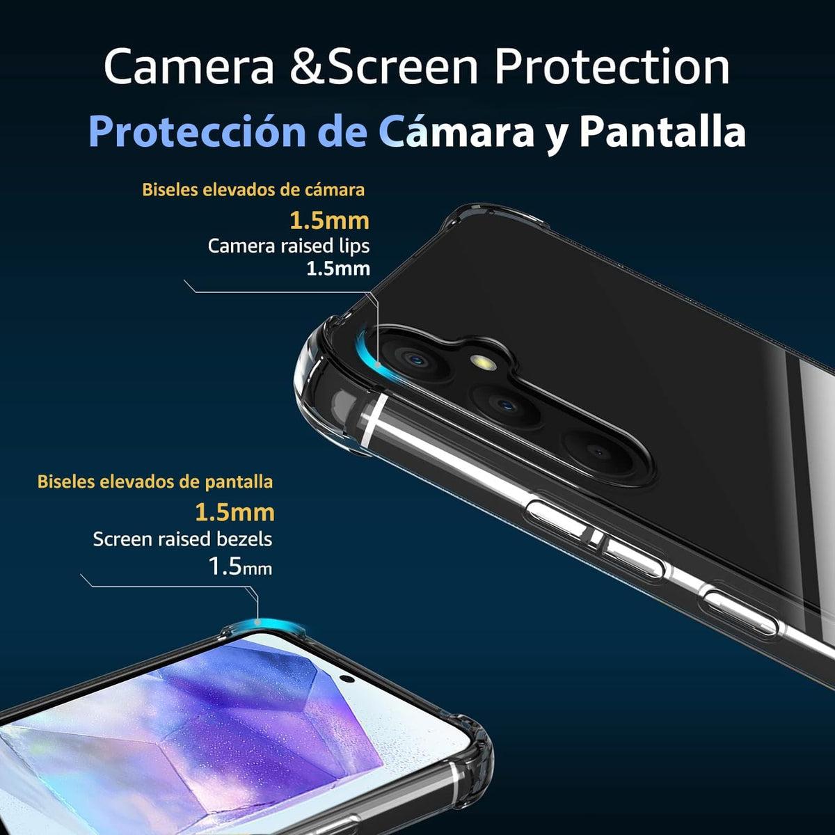 Samsung Galaxy A55 5G / A35 /A25 /A15 Case Clear TPU Four Corners Cover Transparent Soft