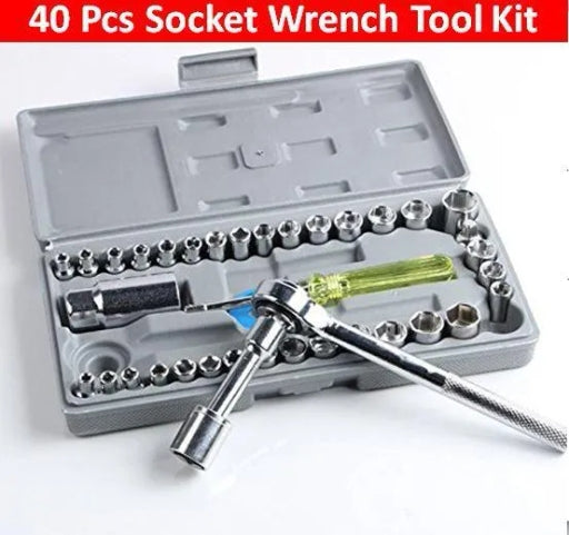 40-Piece Socket Wrench Set with Ratchet Handles and Durable Storage Case for Home and Professional