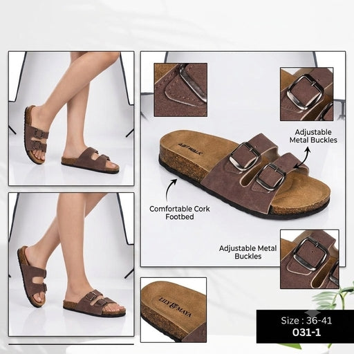 Ladies' Footwear / Buckle Slide Sandals.
