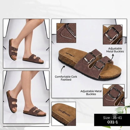 Ladies' Footwear / Buckle Slide Sandals.