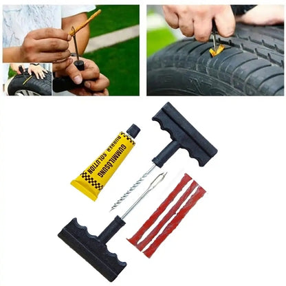 Car Tubeless Tire Repair Tools Tyre Puncture Repair Plug Kit Needle Patch Fix Tool