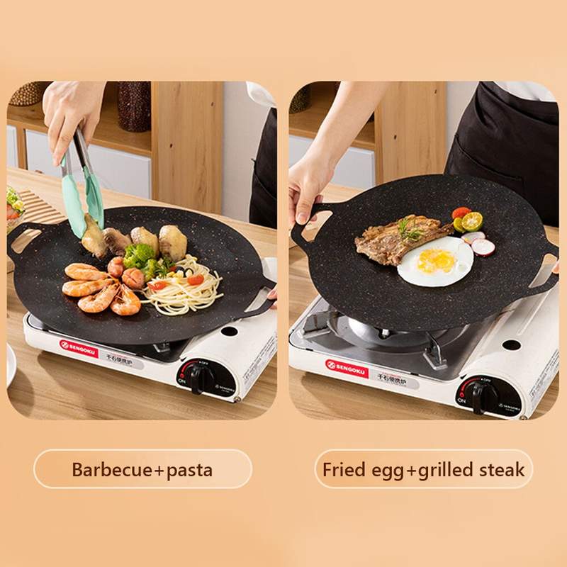 30CM/28CM Round Grill Pan Barbecue Pan Pork Belly Non-Stick Cooker Maifan Stone Induction Cooker
