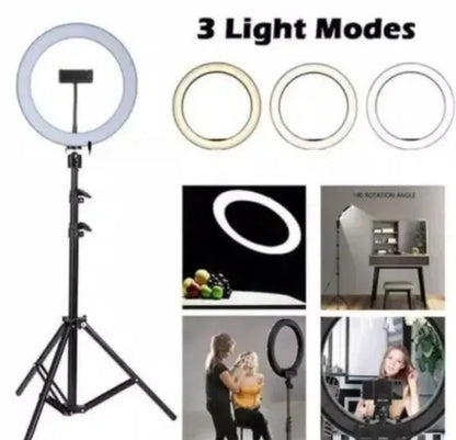 10 Inch Selfie LED Ring Light with 7Ft Tripod & 360° Rotatable Phone Holder for TikTok, YouTube