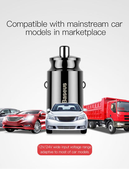 Small Trumpet 3.1A Grey Car Charger