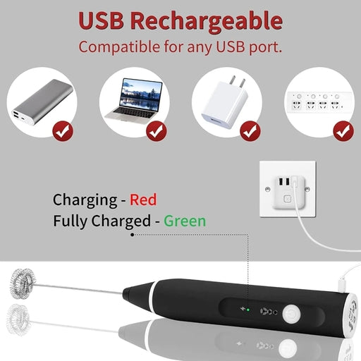 Milk Frother USB Speed Adjustable Milk Frother / 3 Speed / Rachargeable Handheld Electric Foam Maker