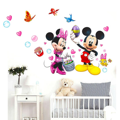 Mickey Mouse Cartoon Animals Theme Kids Wall Art Decal Sticker Decoration for Living Room Nursery Baby Girl Boy Kid Children's Room Bedroom Decoration