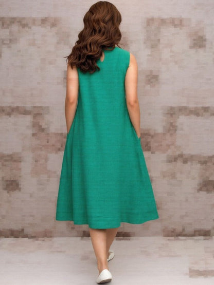 Round Neck a-Line Midi Dresses