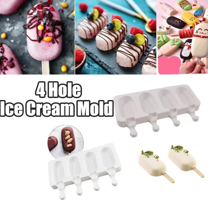 Silicone 3/8 Cavity Ice Cream Molds, Popsicle Mold, Can Reuse, Ice Cream Mold, Easy Disengage