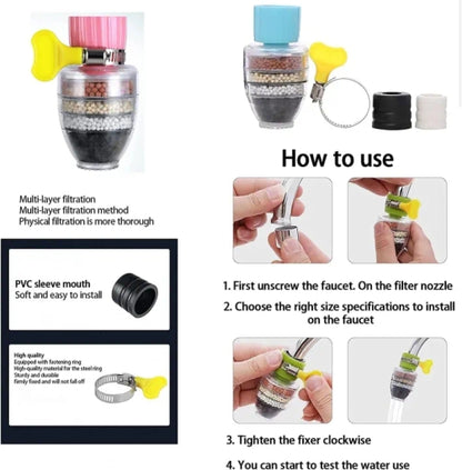 Home Kitchen Clean Faucet Tap Activated Carbon Water Purifier 5 Layer
