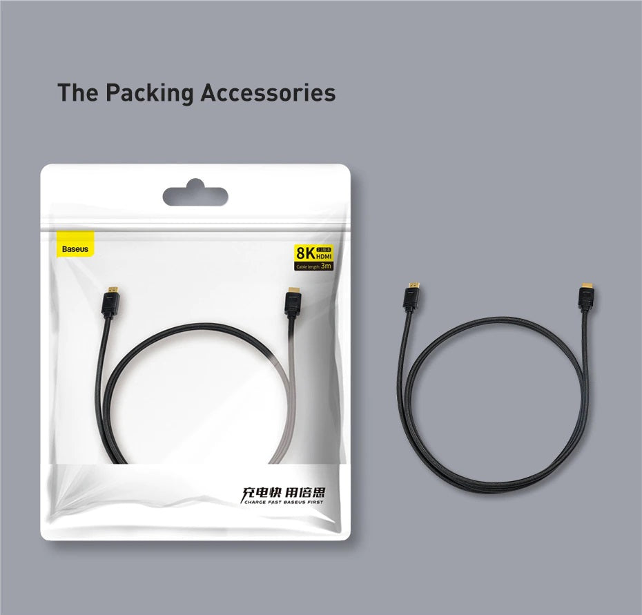 Baseus 8K HDMI-compatible 60Hz Cable 48Gbps Digital 4K Cable For Xiaomi Mi TV Box DVD PS5 PS4 PC Box Splitter Switch Video Ca