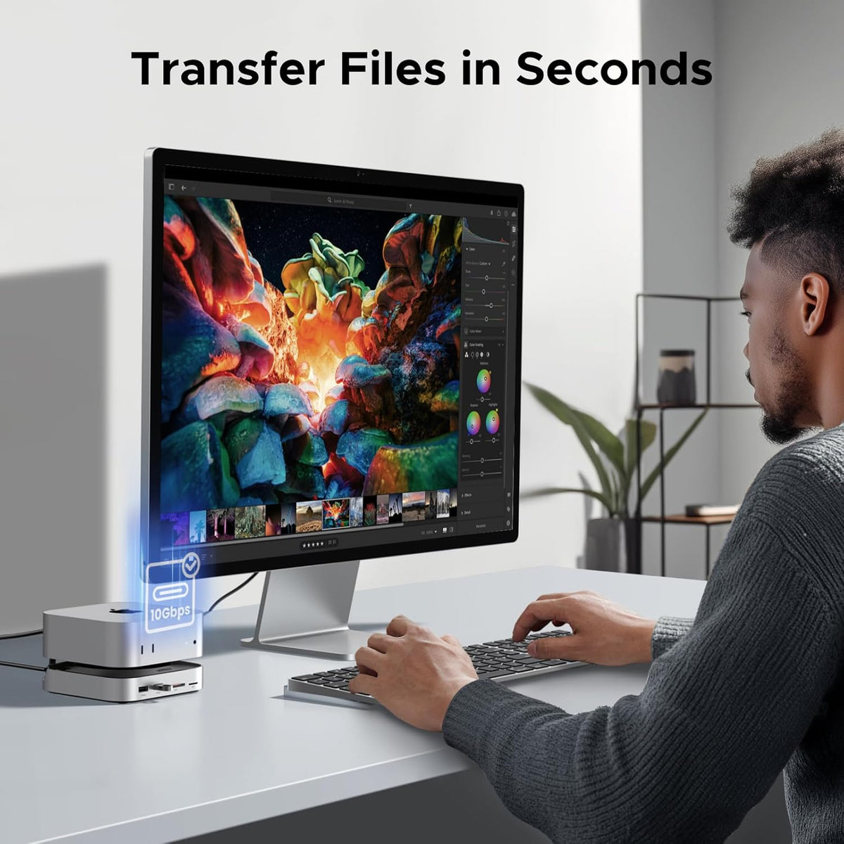 UGREEN 65487 Mac mini M4 Dock, 11-in-1 USB C Hub with 8TB M.2 NVMe Enclosure 10Gbps, 5X USB-A and 2X Type C Data Ports, SD/TF Card Slot, Docking Station & Stand for Mac mini M4/M4 Pro