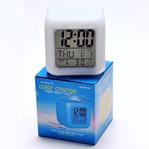 Digital Clock Alarm LED Color Changing Night Glow Table Home Decor Gift SMT