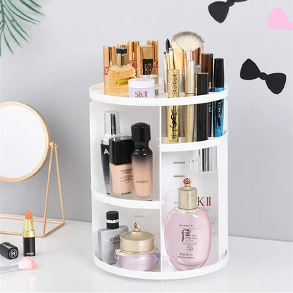 360° Rotating Makeup Organizer, Adjustable Spinning Holder, Large Capacity Cosmetic Storage Caddy