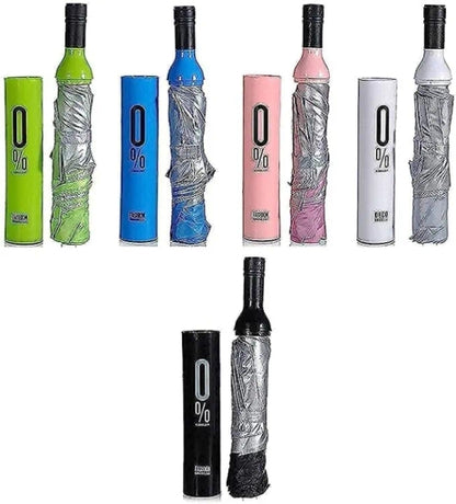 Mini Bottle Umbrella, Compact Manual Design with Plastic Case for Travel & Weather Protection