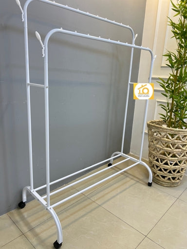 MULTIPURPOSE HANGER DOUBLE POLE CLOTH RACK (140X68x38cm) with WHEEL - YP-606 ( BIG )