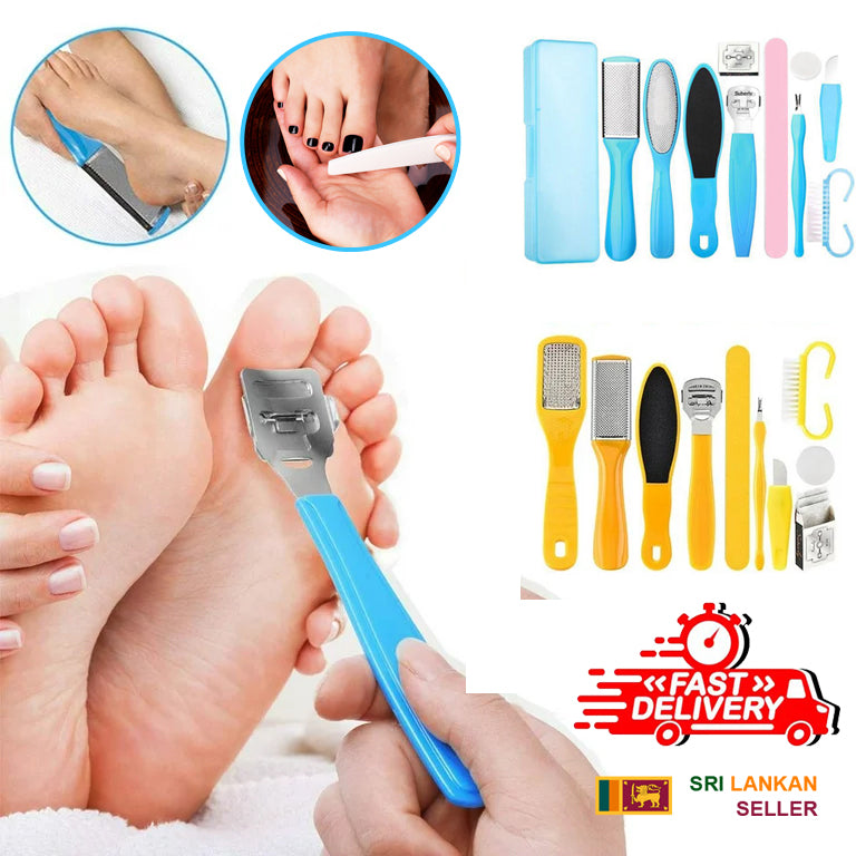 Professional Stainless Steel Pedicure Tools Set 10 in 1, Foot Care Kit, Nail Toe Rasp Peel Dead Hard Skin Callus Remover Feet Care Pedicure