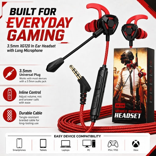 Wired Gaming Earbuds with Mic – Headphones for PUBG, PS4, PC, Phone & Laptop