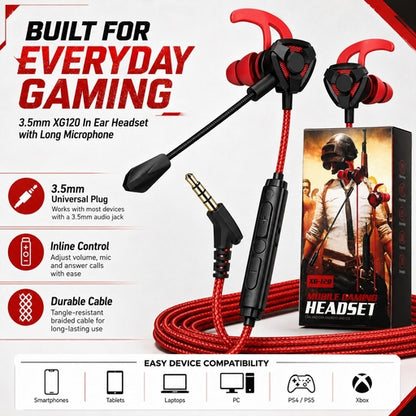 Wired Gaming Earbuds with Mic – Headphones for PUBG, PS4, PC, Phone & Laptop