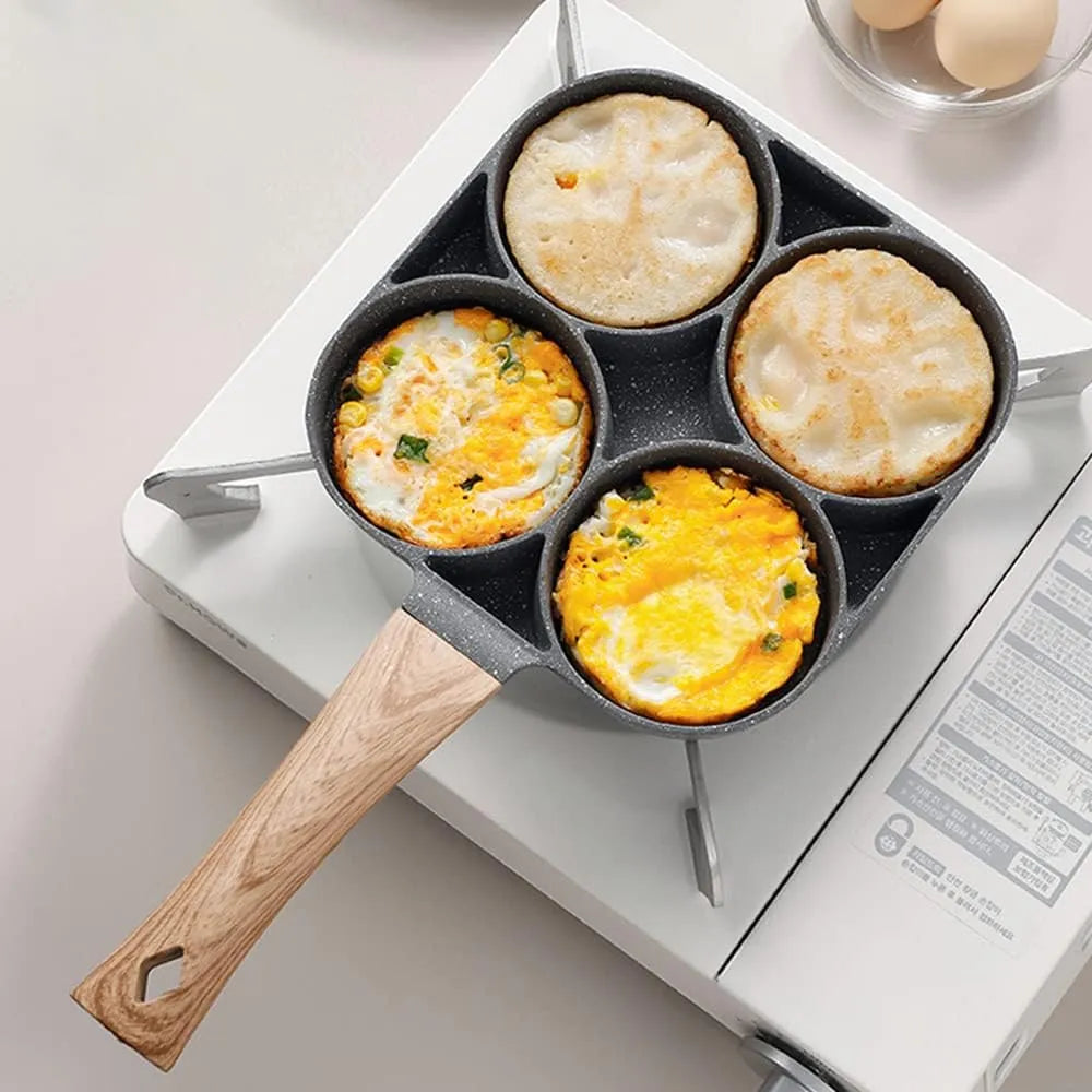 Nonstick 4-Cup Pancake & Egg Pan: Aluminum Alloy Omelette Maker Cookware
