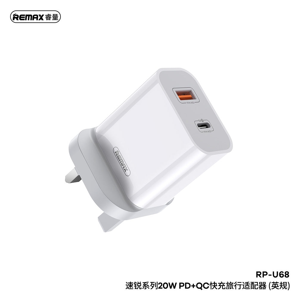 Remax RP-U68 Speed Core Series 20W PD+QC Fast Charge Travel Adapter