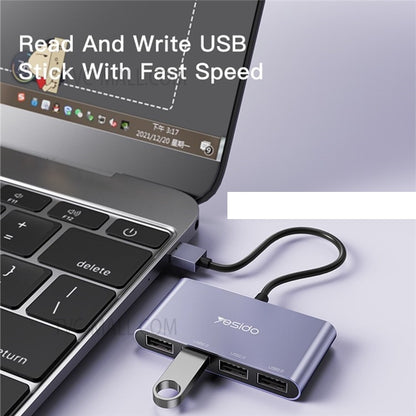 YESIDO HB12 0.15m 4-Port USB 2.0 Hub USB Adapter Dock Station for Data Transfer and Power Charging
