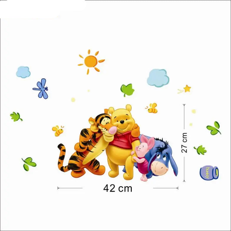 Winnie The Pooh With Friends Wall Stickers For Kids Room Home Decoration Cartoon Bear Pig baby children cartoon bedroom room decor wall stickers removable kids nursery decal sticker Wall Decoration Stickers wall deco