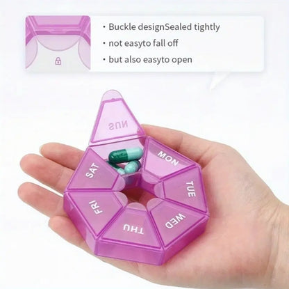 7-Day Circular Pill Organizer – Portable Weekly Medicine Case with Compartments