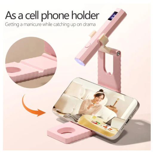 Cordless Handheld UV Nail Lamp with Stand | Rechargeable USB Gel Nail Dryer with LCD Display