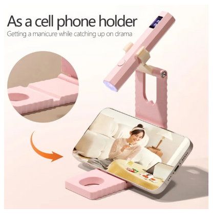 Cordless Handheld UV Nail Lamp with Stand | Rechargeable USB Gel Nail Dryer with LCD Display