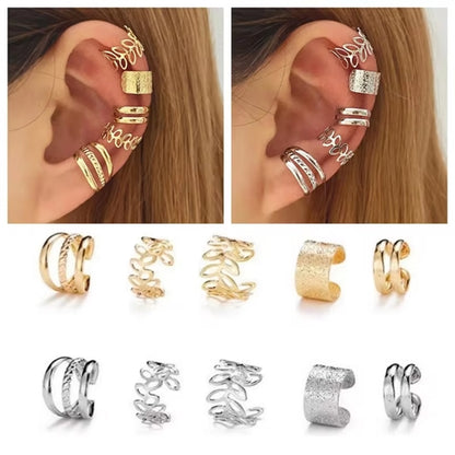 5PC C-Shape Ear Clips – Stylish No-Piercing Earrings, Comfortable Fit for Women, Perfect for Daily