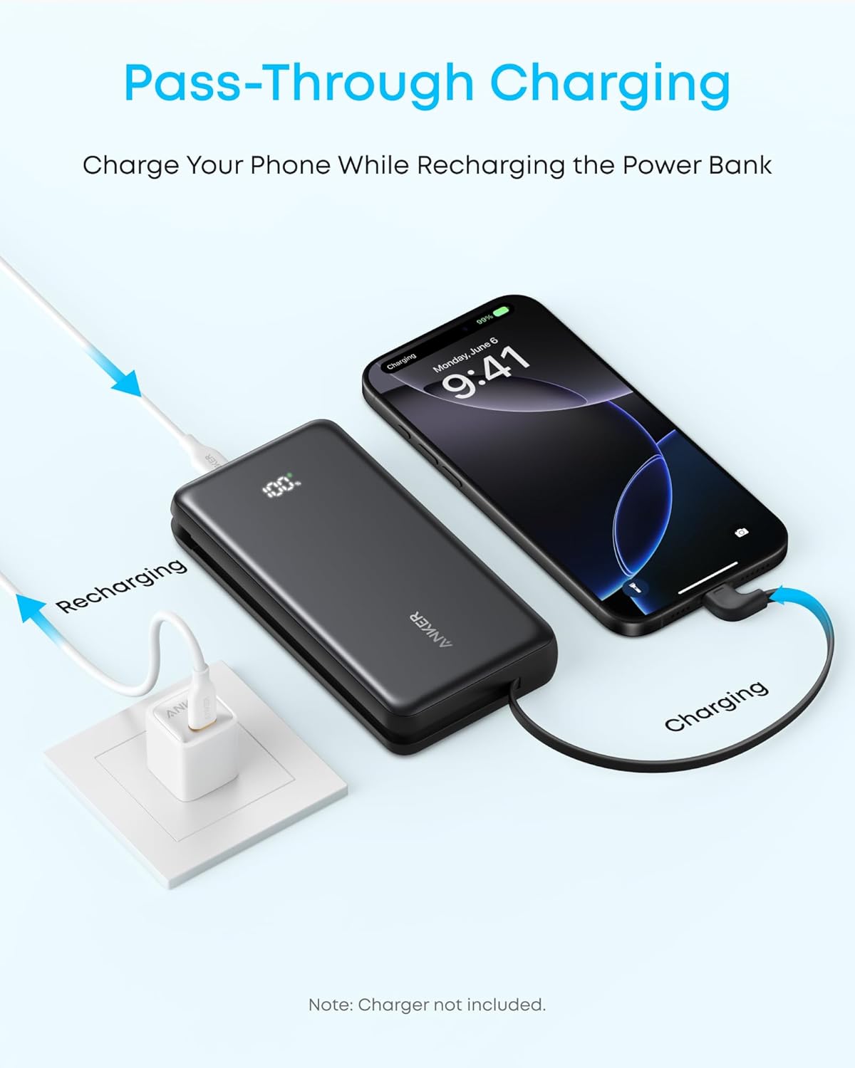Anker A110E Zolo Power Bank, 20k, 22.5W Max, USB-C In and Out Fast Charging Battery Pack, Slim Travel Essential Phone Power Bank, For iPhone 17/16/15Series, iPad, MacBook Air, Galaxy, and More