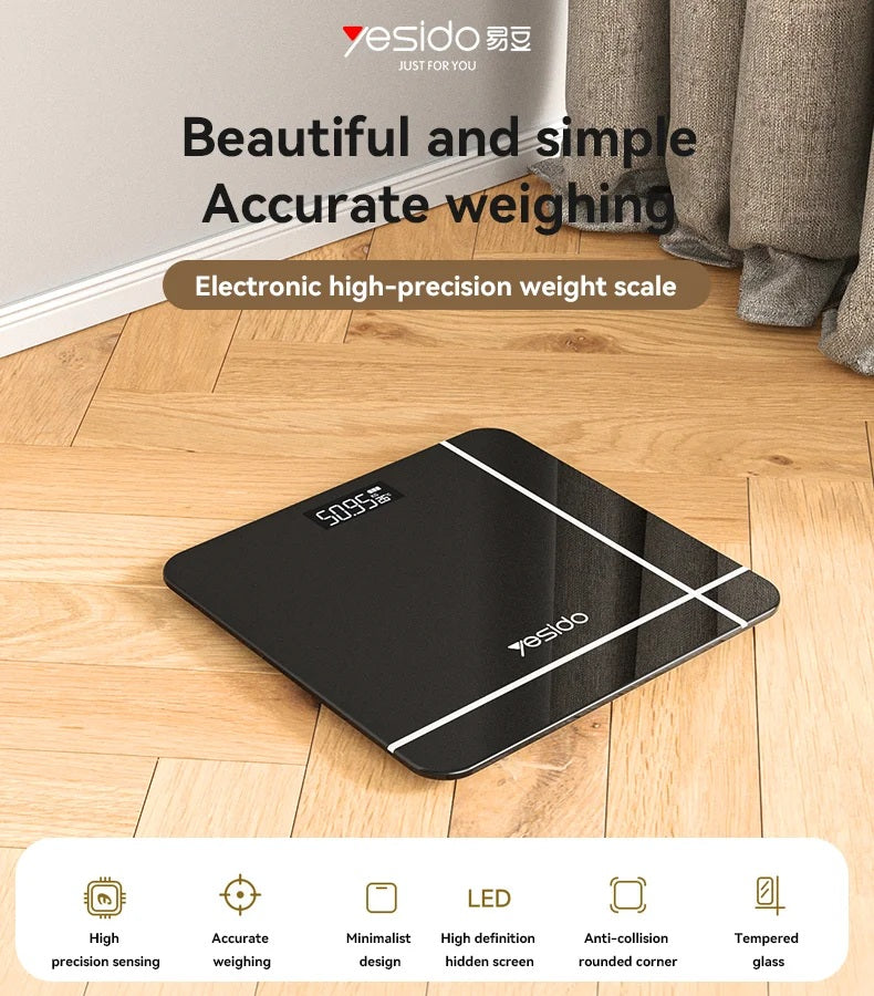 YESIDO MG09 Digital Scale Tempered Glass LED Display High Precision Body Weight Scale