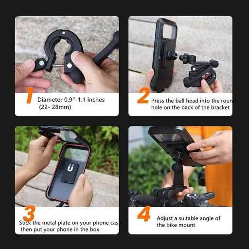 Waterproof Motorcycle Bike Mobile Phone Holder Support Universal Bicycle GPS 360° Adjustable