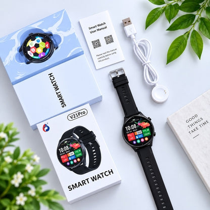 V21 Pro Max Round Smart Watch 2026 Newest Fashion Outdoor Sport Smart Watch Heart Rate